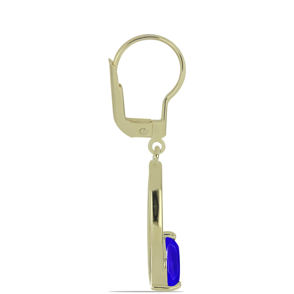 Cercei din Argint 925 Placat cu Aur ( 2.63 grame ) cu Agat Albastru 1.98 Carate 2 