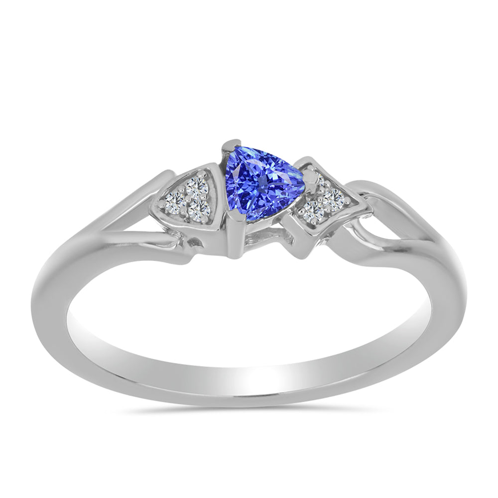 Inel din Argint 925 ( 2.29 grame ) cu Tanzanit și Topaz Alb 0.26 Carate