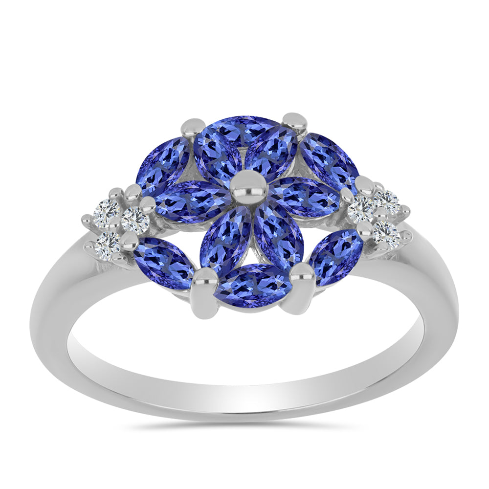 Inel din Argint 925 ( 2.66 grame ) cu Tanzanit și Topaz Alb 1.31 Carate 3 