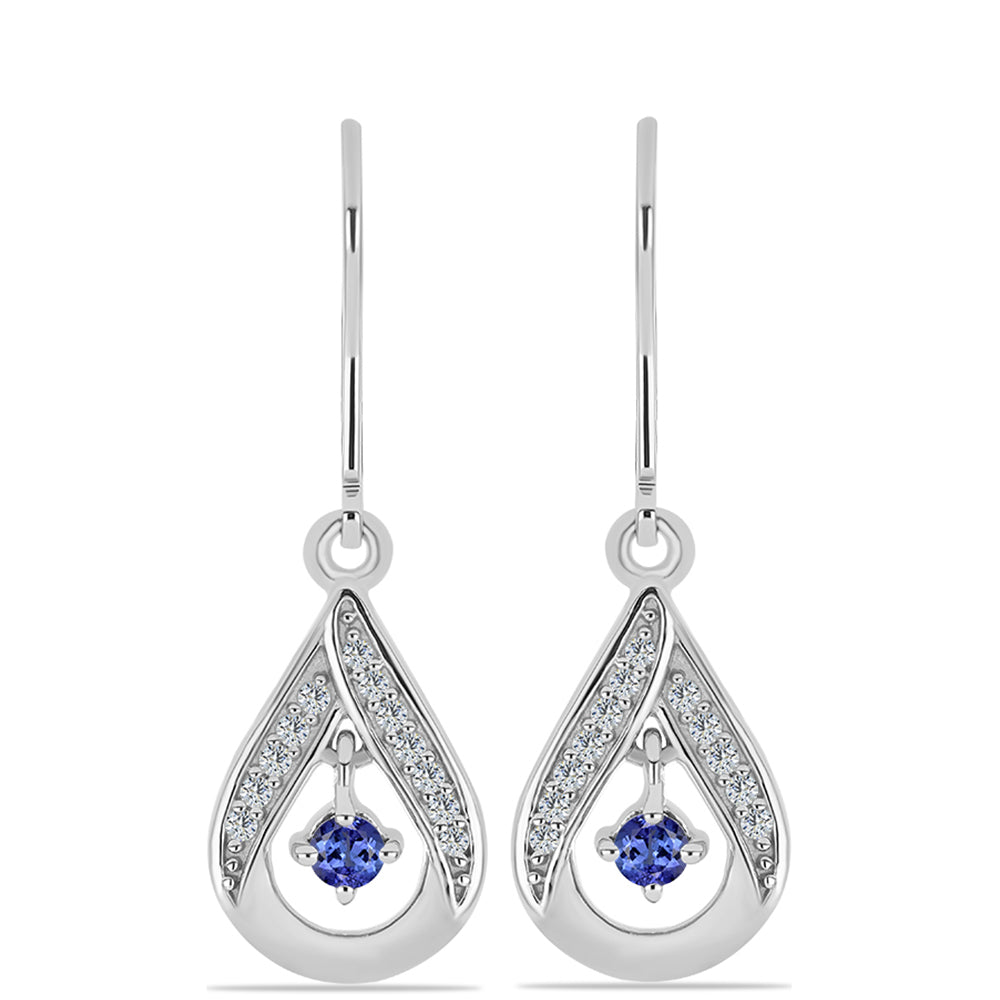 Cercei din Argint 925 ( 3.32 grame ) cu Tanzanit și Topaz Alb 0.42 Carate 1 