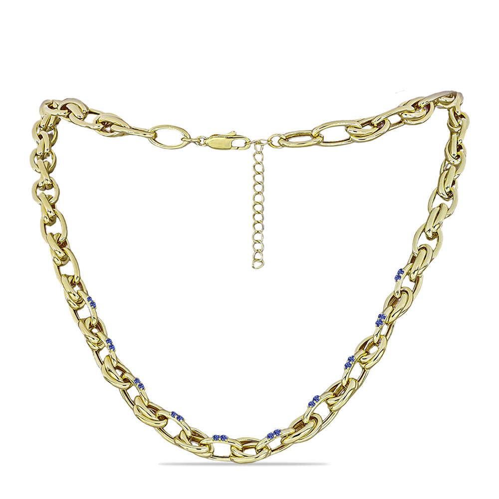 Colier din Argint 925 Placat cu Aur ( 29.93 grame ) cu Tanzanit 0.74 Carate 1 