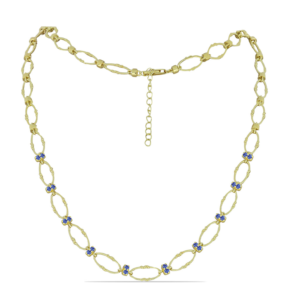 Set din Argint 925 Placat cu Aur ( 25.63 grame ) cu Tanzanit 1.33 Carate ( Colier+Brățară )