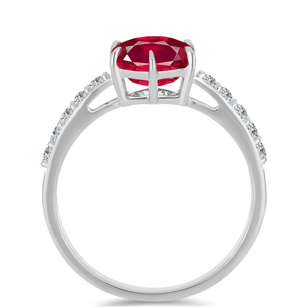 Inel din Argint 925 ( 1.7 grame ) cu Rubin Malagasy și Topaz Alb 3.41 Carate 3 
