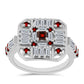 Inel din Argint 925 ( 5.34 grame ) cu Granat Barton și Zircon Alb 2.26 Carate