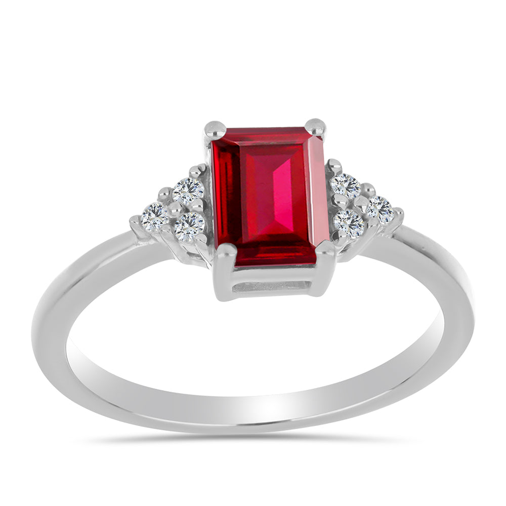 Inel din Argint 925 ( 2.15 grame ) cu Rubin Malagasy și Topaz Alb 1.47 Carate 3 