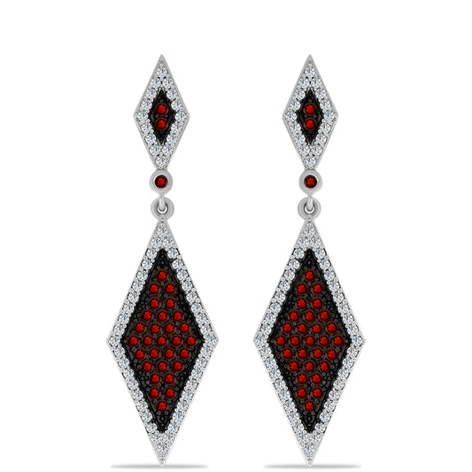 Cercei din Argint 925 ( 5.9 grame ) cu Granat Barton și Topaz Alb 2.4 Carate