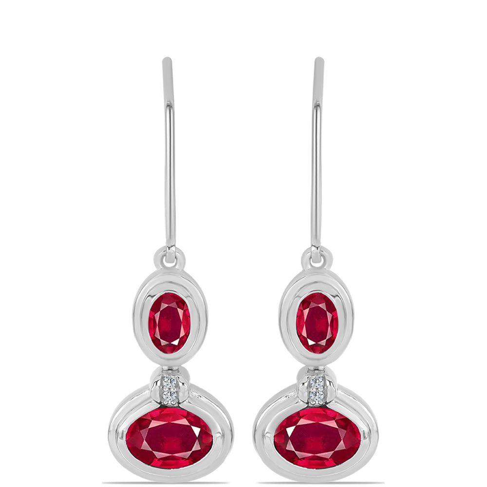 Cercei din Argint 925 ( 3.75 grame ) cu Rubin Malagasy și Topaz Alb 2.99 Carate