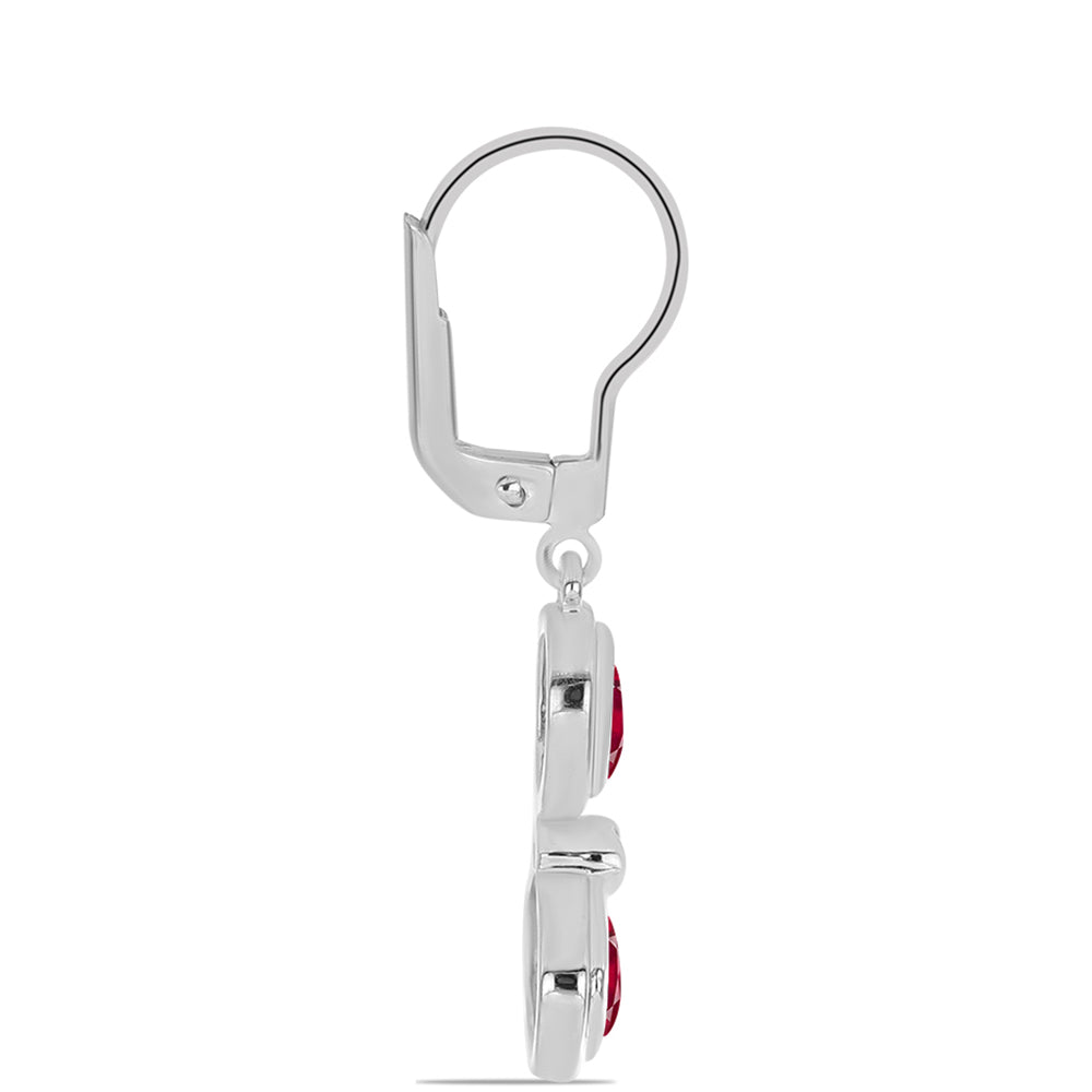 Cercei din Argint 925 ( 3.75 grame ) cu Rubin Malagasy și Topaz Alb 2.99 Carate 2 