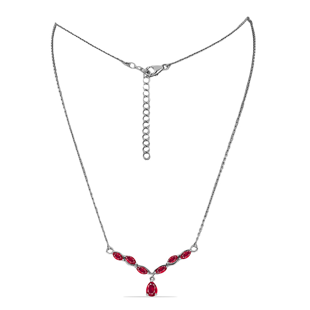 Colier din Argint 925 ( 5.96 grame ) cu Rubin Malagasy 2.98 Carate