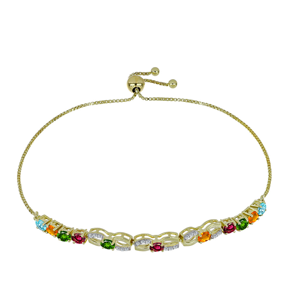 Brățară din Argint 925 Placat cu Aur ( 4.92 grame ) cu Turmalină Chakra și Topaz Alb 1.96 Carate 1 