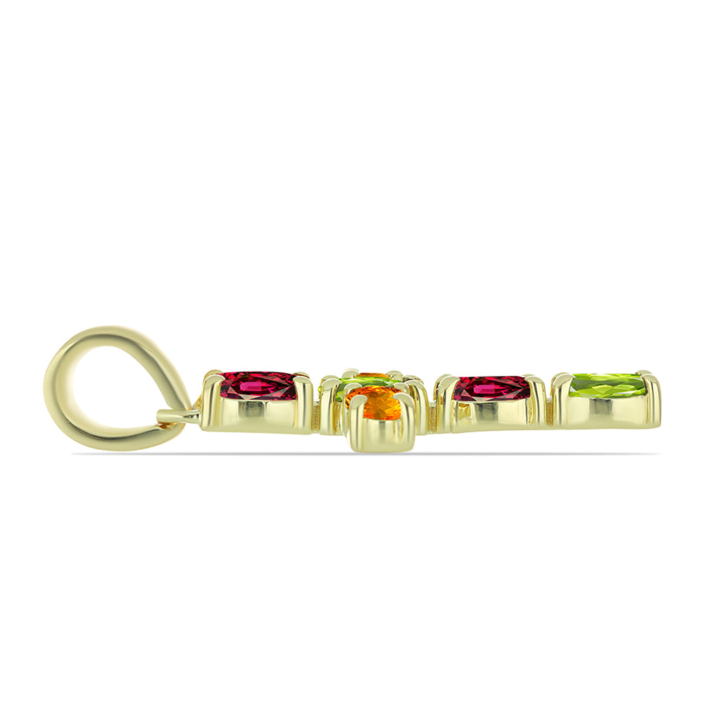 Cruce Pandantiv din Argint 925 Placat cu Aur ( 1.35 grame ) cu Turmalină Chakra 1.32 Carate 2 