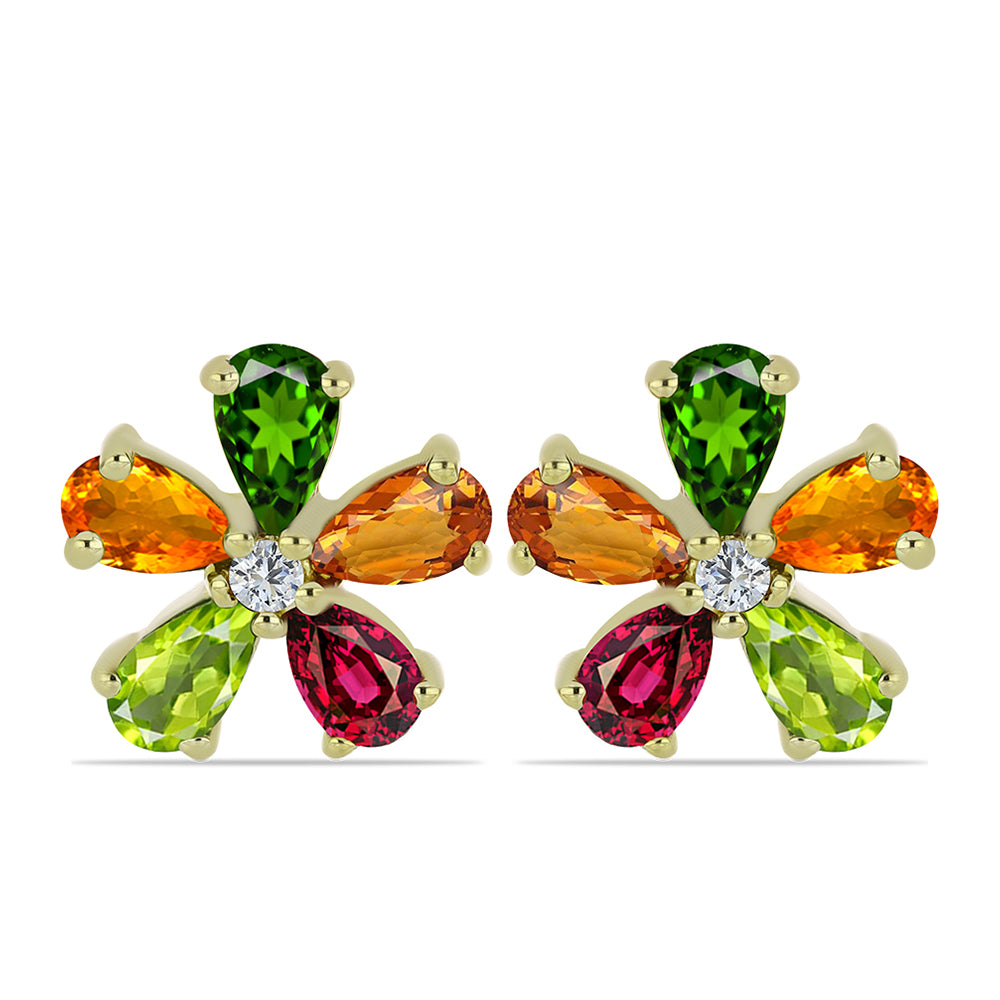 Cercei din Argint 925 Placat cu Aur ( 1.86 grame ) cu Turmalină Chakra și Topaz Alb 1.92 Carate