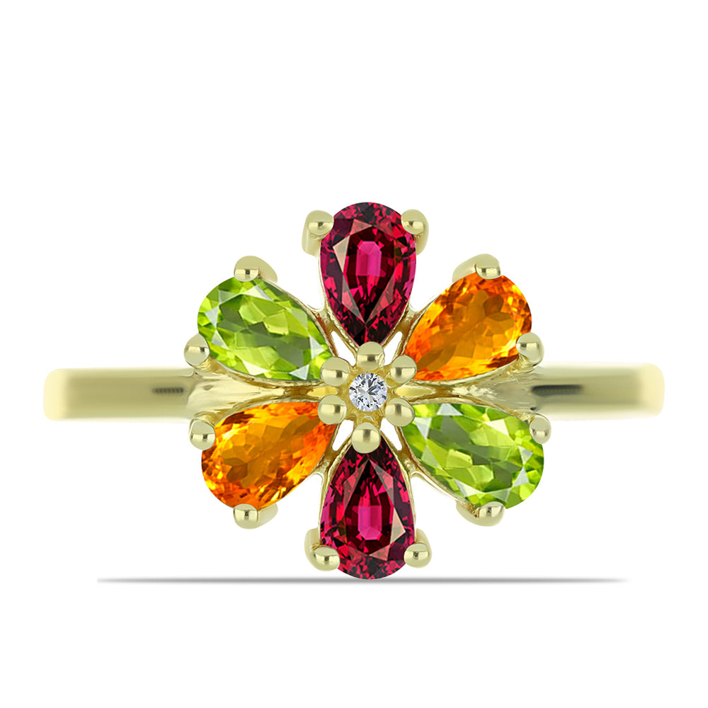 Inel din Argint 925 Placat cu Aur ( 2.63 grame ) cu Turmalină Chakra și Topaz Alb 1.15 Carate 1 