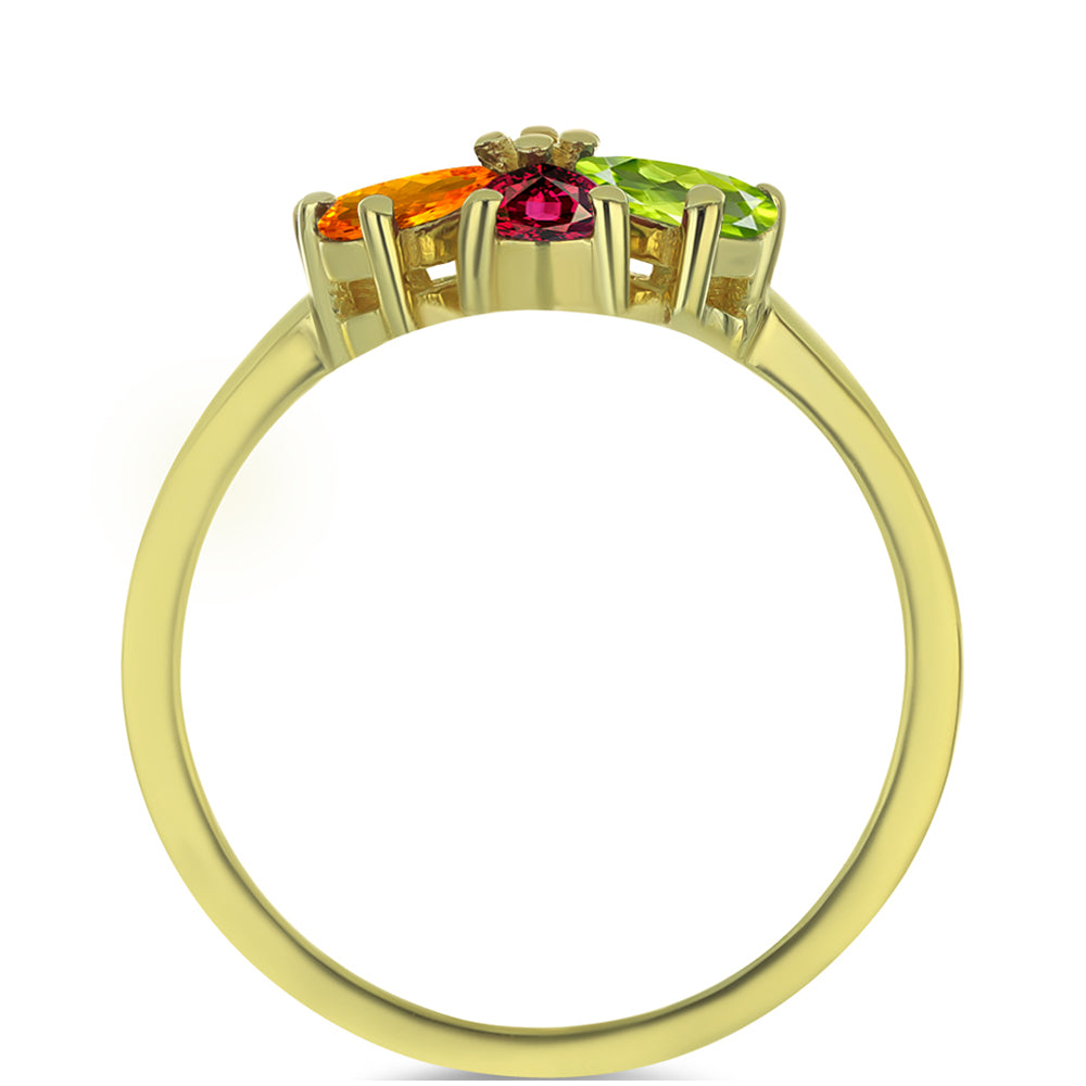 Inel din Argint 925 Placat cu Aur ( 2.63 grame ) cu Turmalină Chakra și Topaz Alb 1.15 Carate