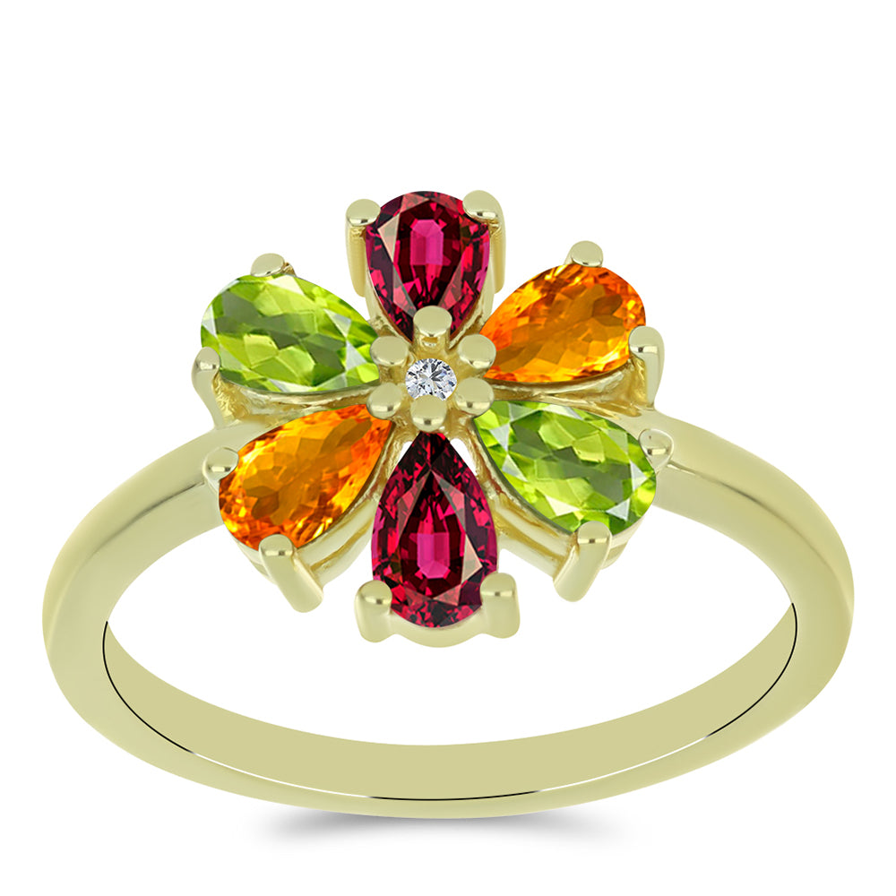 Inel din Argint 925 Placat cu Aur ( 2.63 grame ) cu Turmalină Chakra și Topaz Alb 1.15 Carate 3 