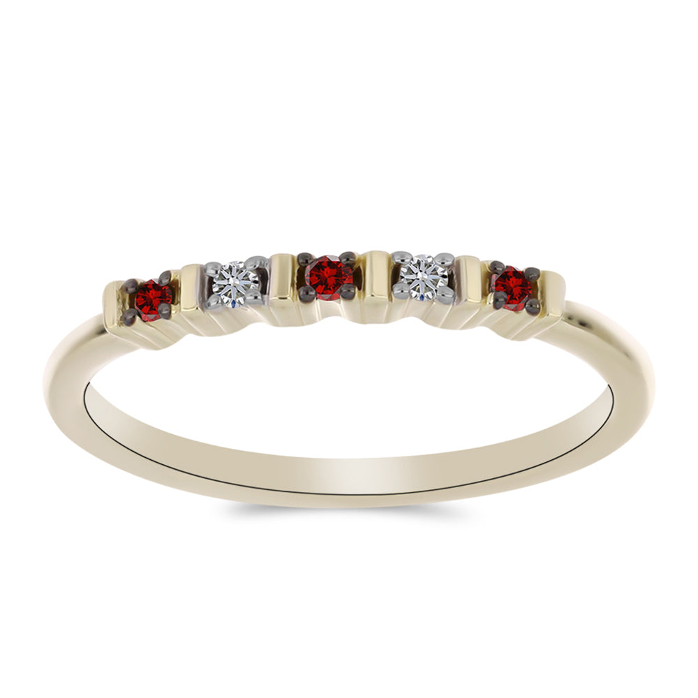 Inel din Argint 925 Placat cu Aur ( 1.51 grame ) cu Diamant Roșu și Diamant Alb 0.1 Carate 1 
