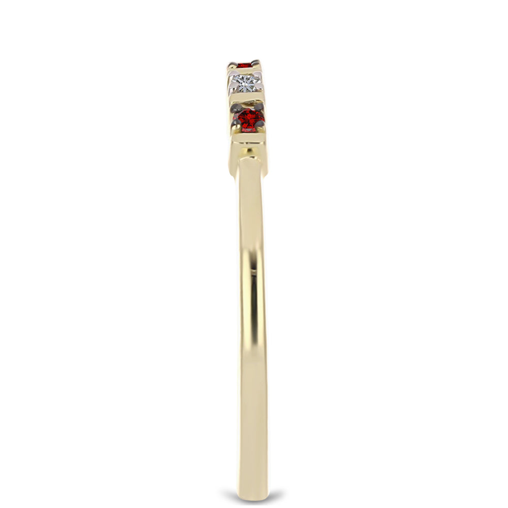 Inel din Argint 925 Placat cu Aur ( 1.51 grame ) cu Diamant Roșu și Diamant Alb 0.1 Carate