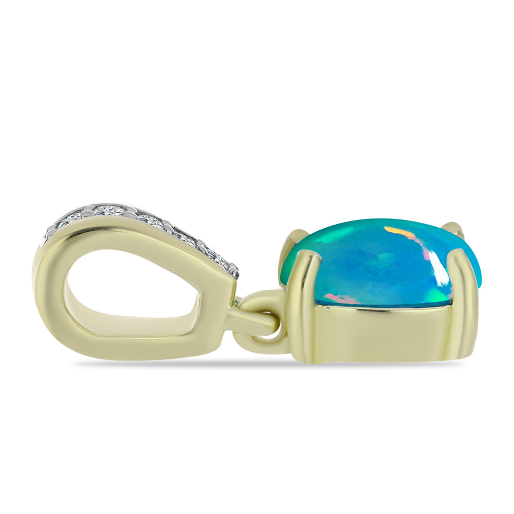 Pandantiv din Argint 925 Placat cu Aur ( 0.91 grame ) cu Opal Albastru Etiopian Paraiba și Topaz Alb 0.46 Carate
