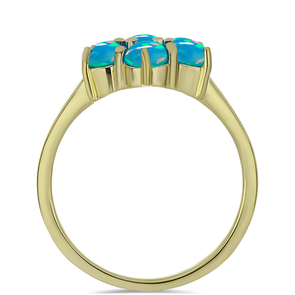 Inel din Argint 925 Placat cu Aur ( 3.46 grame ) cu Opal Albastru Etiopian Paraiba 1.17 Carate 2 