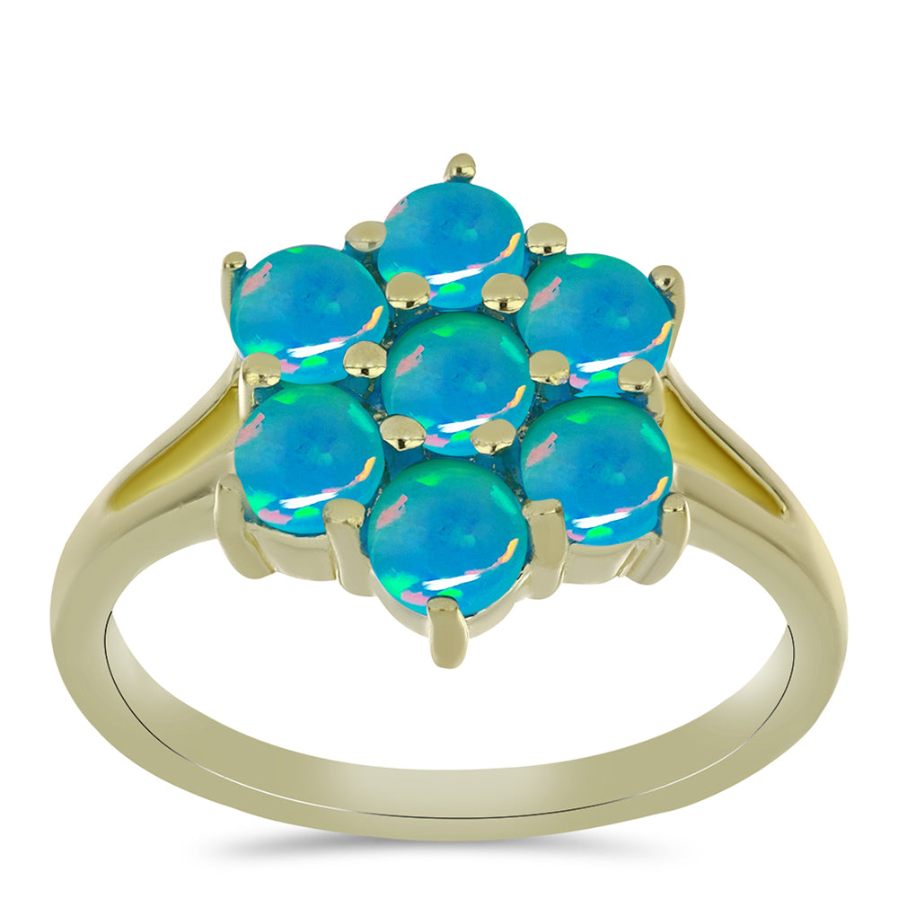 Inel din Argint 925 Placat cu Aur ( 3.46 grame ) cu Opal Albastru Etiopian Paraiba 1.17 Carate