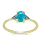 Inel din Argint 925 Placat cu Aur ( 1.54 grame ) cu Opal Albastru Etiopian Paraiba și Topaz Alb 0.46 Carate