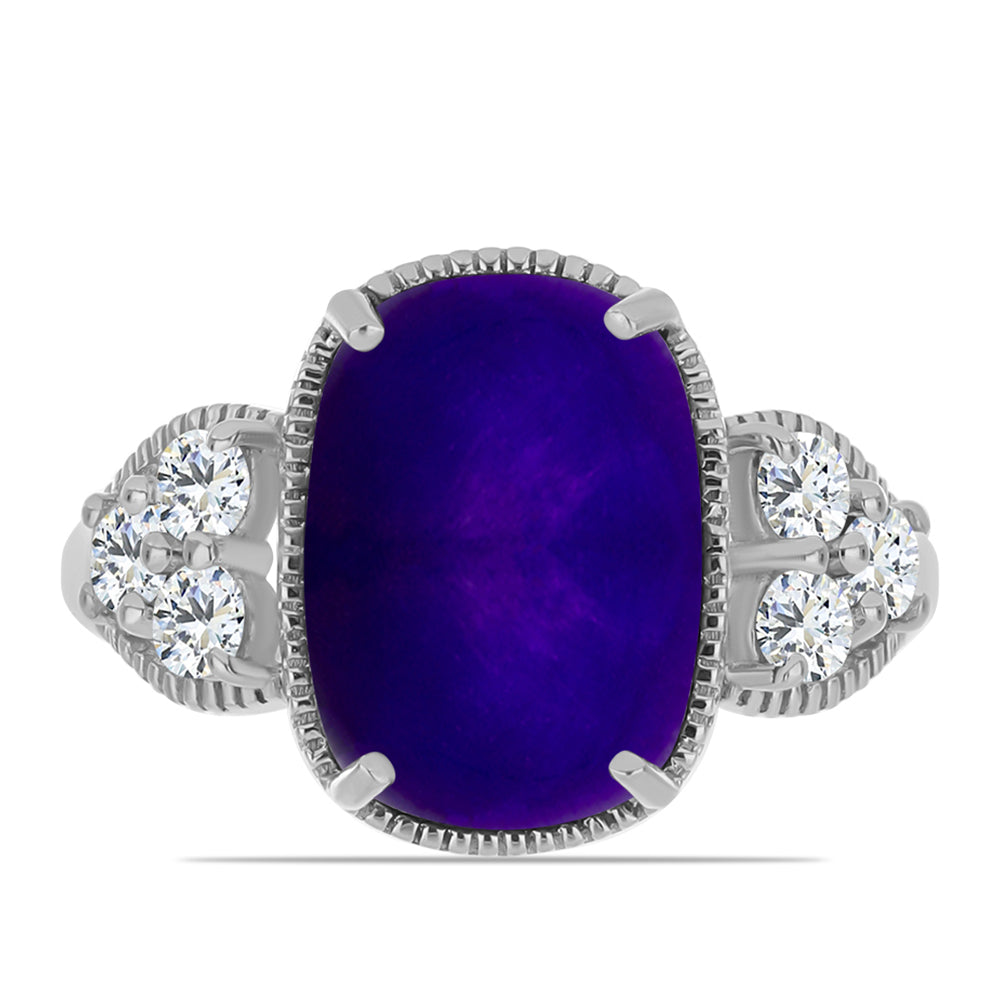 Inel din Argint 925 ( 3.29 grame ) cu Jad Violet și Topaz Alb 7.38 Carate 1 