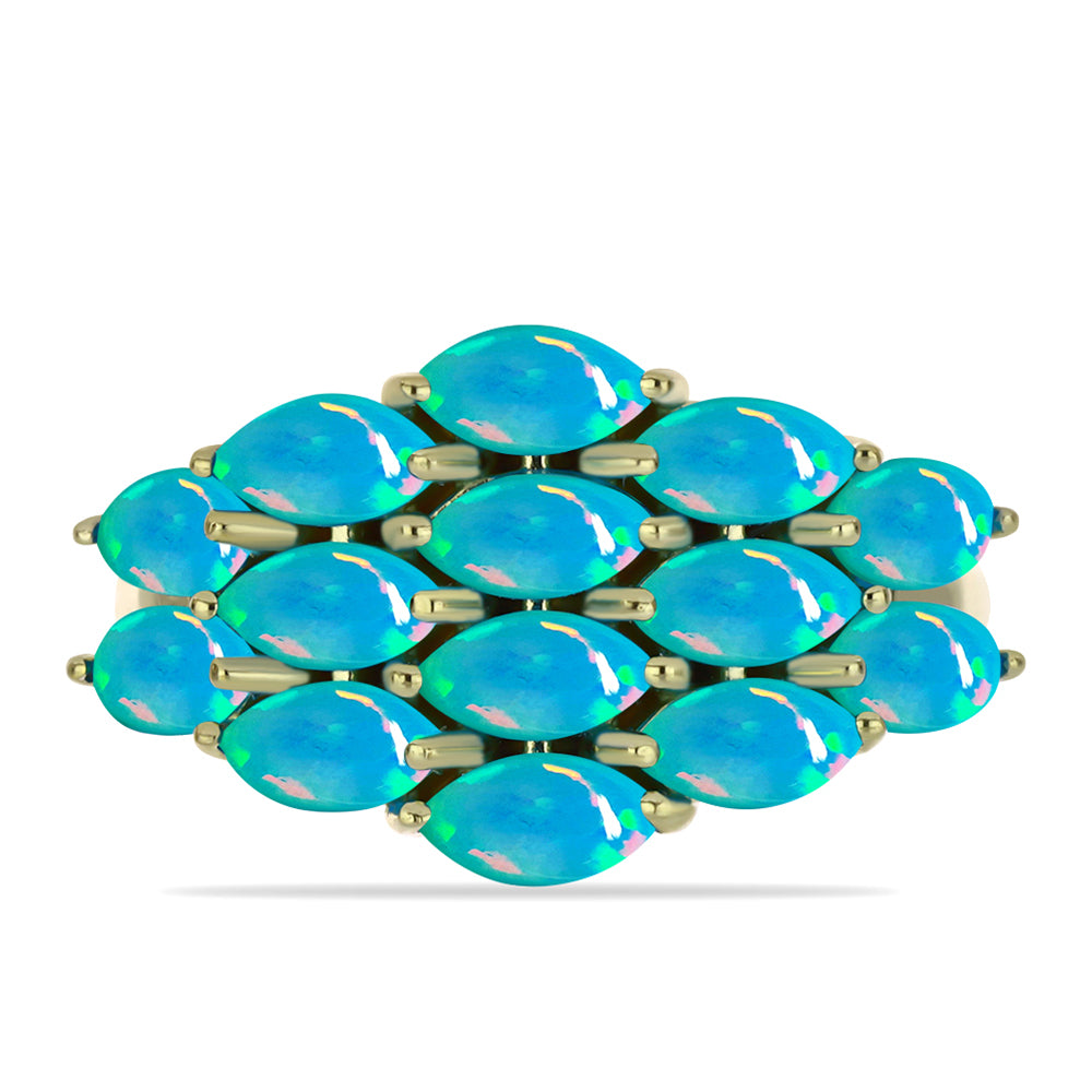 Inel din Argint 925 Placat cu Aur ( 4.67 grame ) cu Opal Albastru Etiopian Paraiba 2.09 Carate