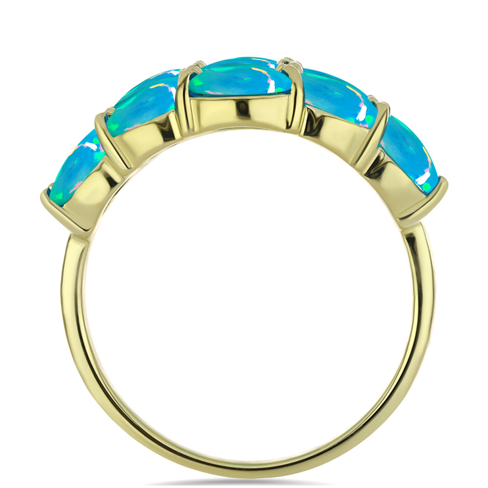 Inel din Argint 925 Placat cu Aur ( 4.67 grame ) cu Opal Albastru Etiopian Paraiba 2.09 Carate