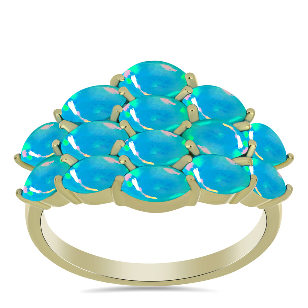 Inel din Argint 925 Placat cu Aur ( 4.67 grame ) cu Opal Albastru Etiopian Paraiba 2.09 Carate