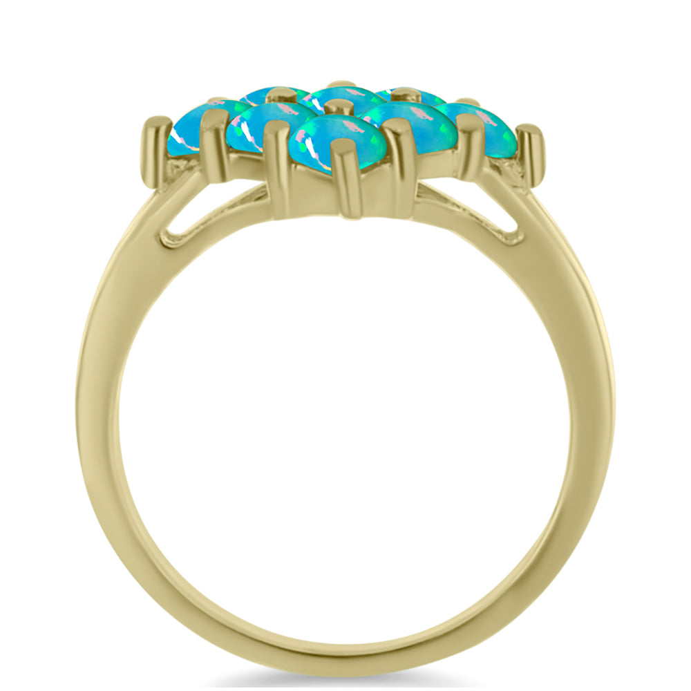 Inel din Argint 925 Placat cu Aur ( 3.33 grame ) cu Opal Albastru Etiopian Paraiba 0.97 Carate 2 