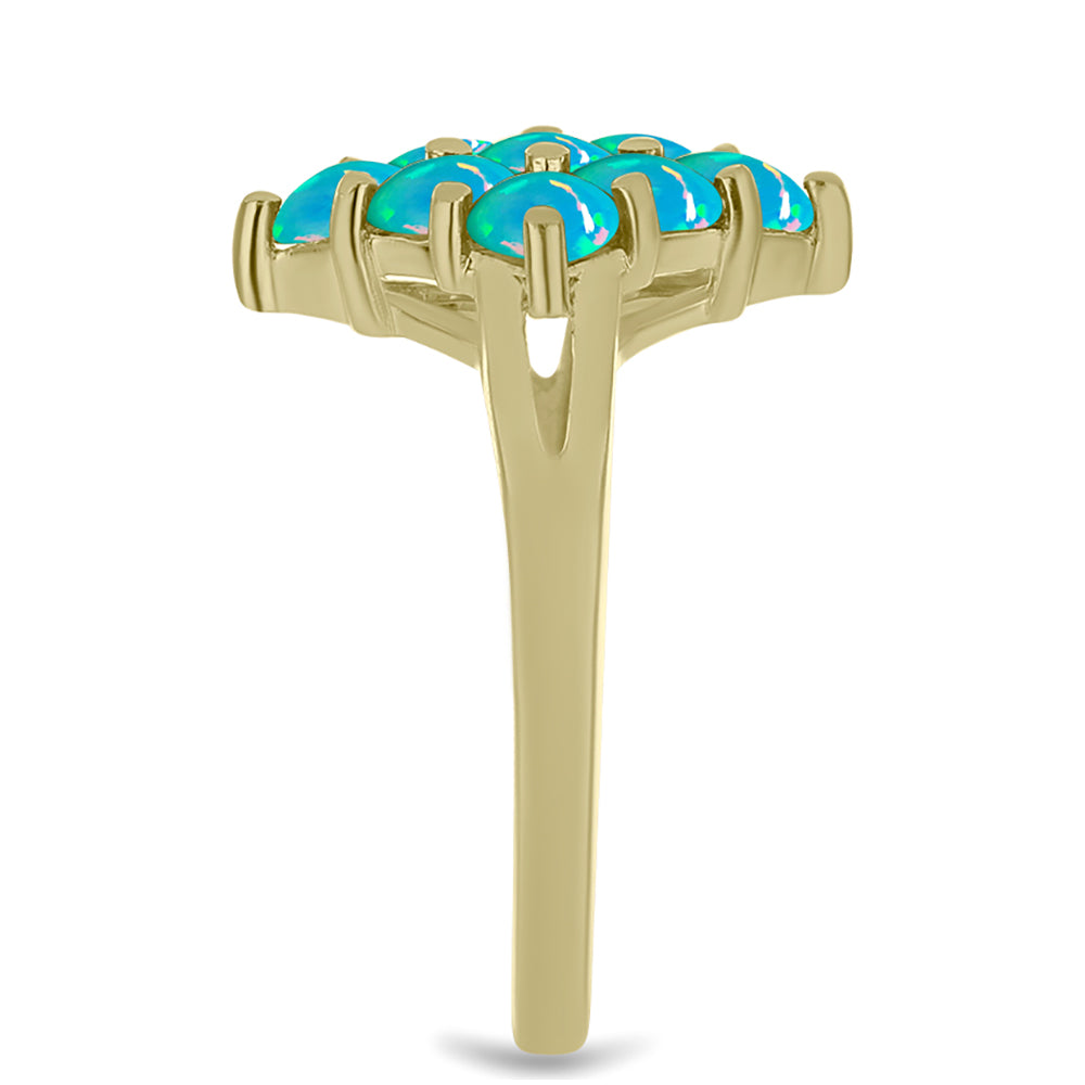Inel din Argint 925 Placat cu Aur ( 3.33 grame ) cu Opal Albastru Etiopian Paraiba 0.97 Carate
