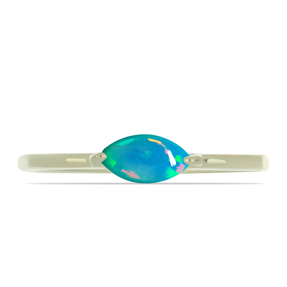 Inel din Argint 925 Placat cu Aur ( 1.49 grame ) cu Opal Albastru Etiopian Paraiba 0.35 Carate