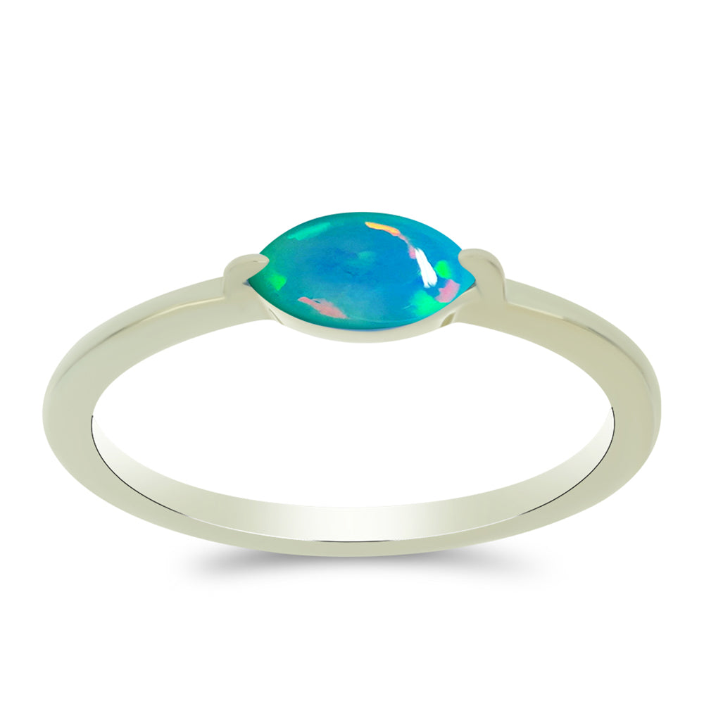 Inel din Argint 925 Placat cu Aur ( 1.49 grame ) cu Opal Albastru Etiopian Paraiba 0.35 Carate 3 