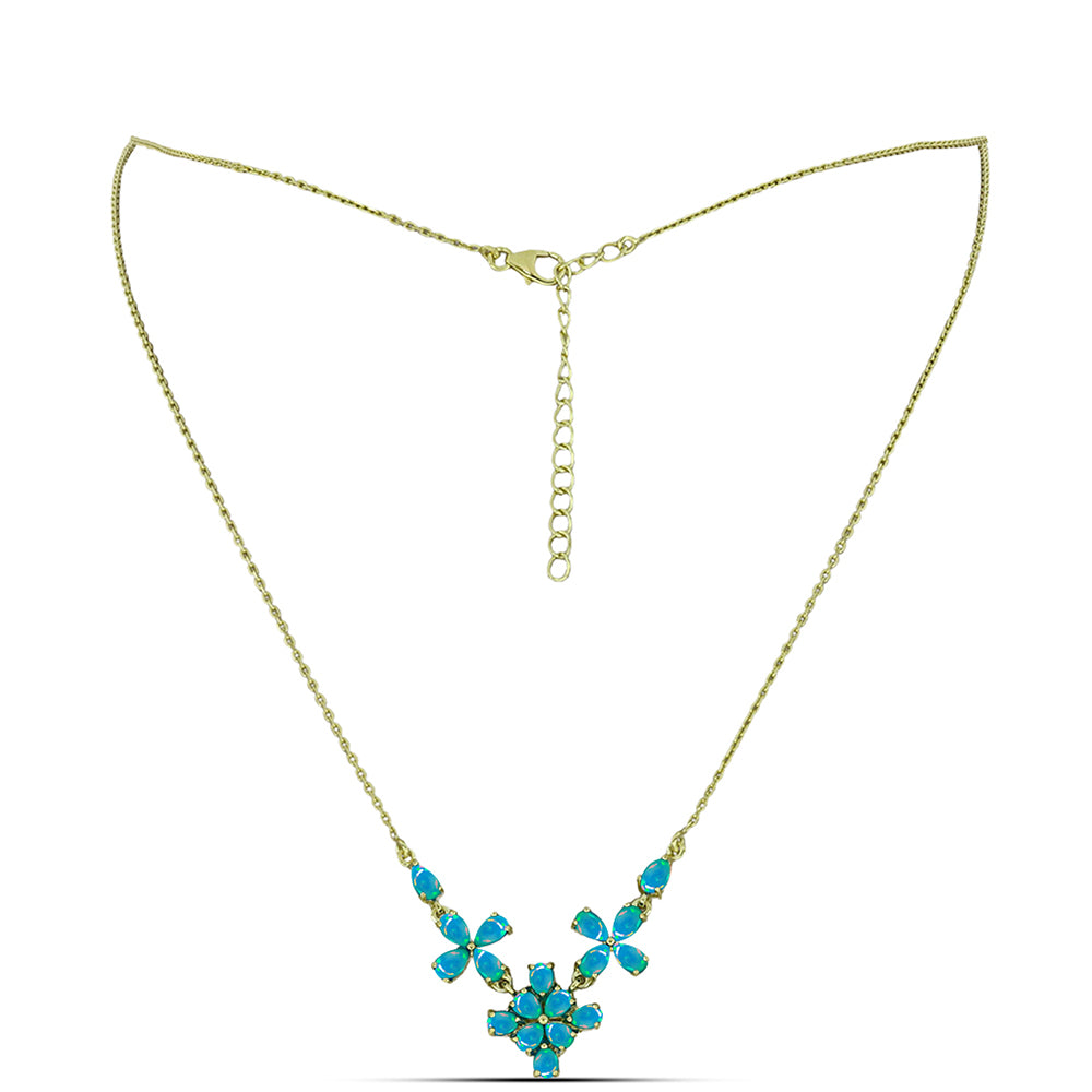 Colier din Argint 925 Placat cu Aur ( 5.48 grame ) cu Opal Albastru Etiopian Paraiba 2.04 Carate