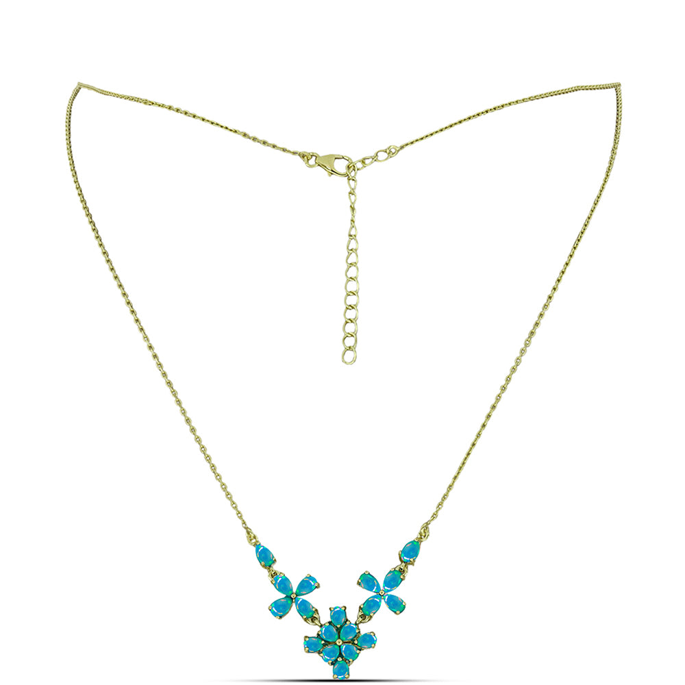 Colier din Argint 925 Placat cu Aur ( 5.48 grame ) cu Opal Albastru Etiopian Paraiba 2.04 Carate