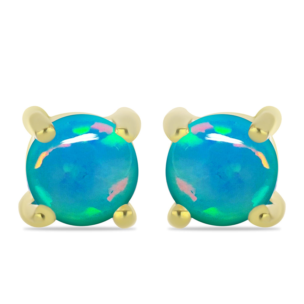 Cercei din Argint 925 Placat cu Aur ( 1.24 grame ) cu Opal Albastru Etiopian Paraiba 0.6 Carate 1 