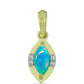 Pandantiv din Argint 925 Placat cu Aur ( 0.73 grame ) cu Opal Albastru Etiopian Paraiba și Topaz Alb 0.37 Carate