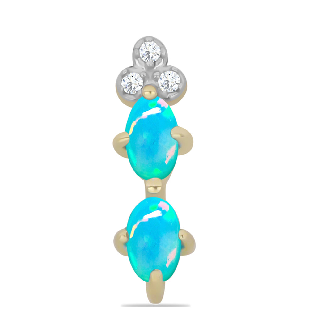 Pandantiv din Argint 925 Placat cu Aur ( 0.66 grame ) cu Opal Albastru Etiopian Paraiba și Topaz Alb 0.34 Carate