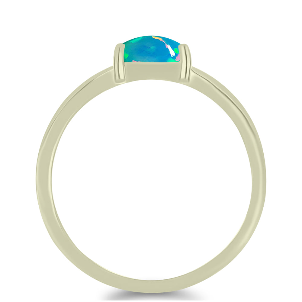Inel din Argint 925 Placat cu Aur ( 1.58 grame ) cu Opal Albastru Etiopian Paraiba 0.37 Carate 2 
