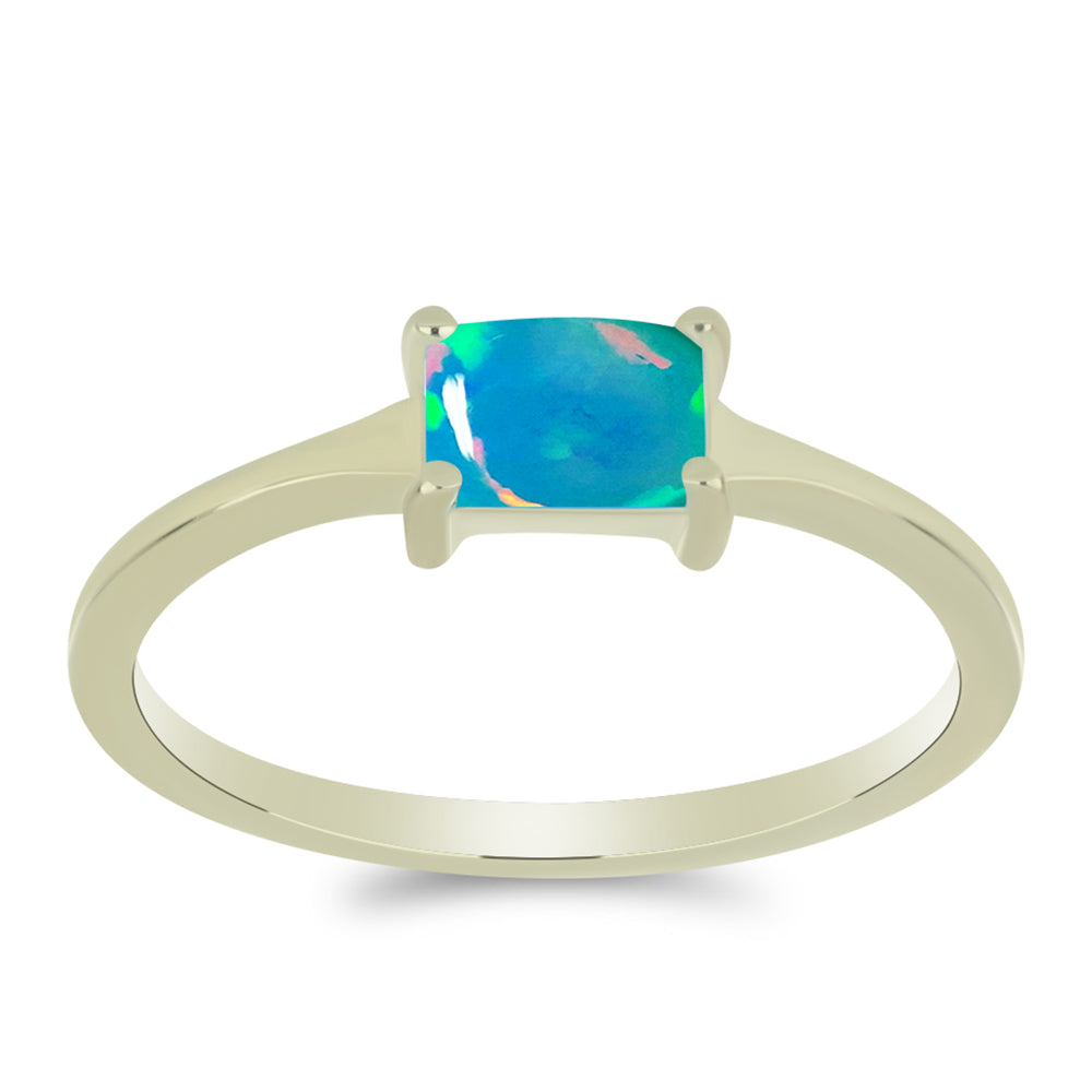 Inel din Argint 925 Placat cu Aur ( 1.58 grame ) cu Opal Albastru Etiopian Paraiba 0.37 Carate 3 