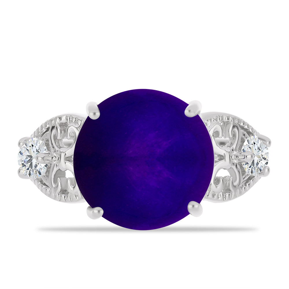 Inel din Argint 925 ( 3.41 grame ) cu Jad Violet și Topaz Alb 6.2 Carate 1 