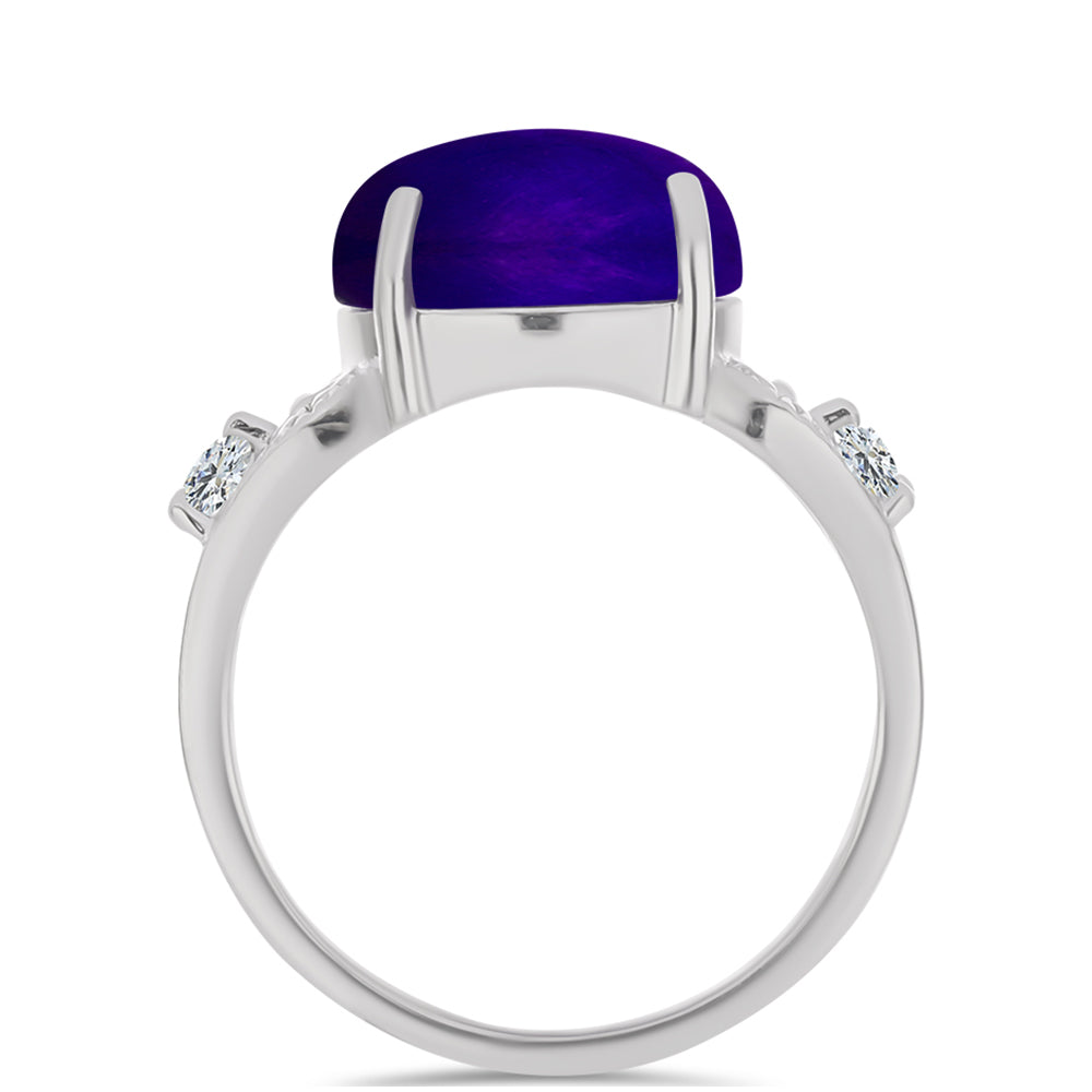 Inel din Argint 925 ( 3.41 grame ) cu Jad Violet și Topaz Alb 6.2 Carate