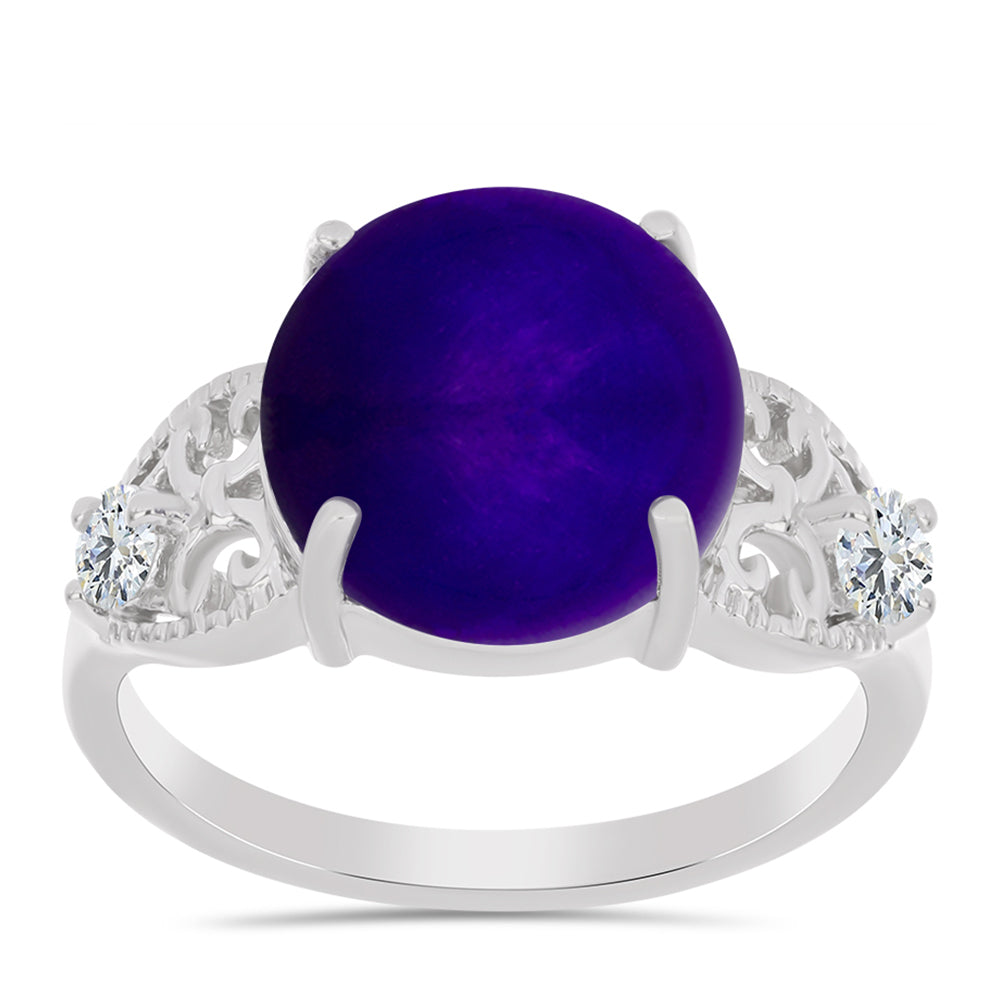 Inel din Argint 925 ( 3.41 grame ) cu Jad Violet și Topaz Alb 6.2 Carate 3 