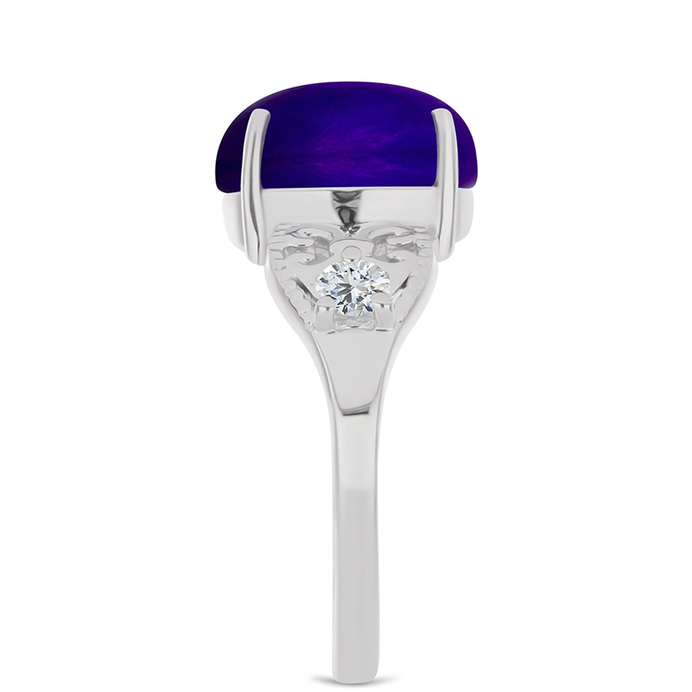 Inel din Argint 925 ( 3.41 grame ) cu Jad Violet și Topaz Alb 6.2 Carate 4 
