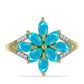 Inel din Argint 925 Placat cu Aur ( 3.77 grame ) cu Opal Albastru Etiopian Paraiba și Topaz Alb 1.33 Carate