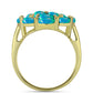 Inel din Argint 925 Placat cu Aur ( 4.11 grame ) cu Opal Albastru Etiopian Paraiba și Topaz Alb 1.55 Carate
