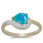 Inel din Argint 925 Placat cu Aur ( 2.66 grame ) cu Opal Albastru Etiopian Paraiba și Topaz Alb 0.85 Carate