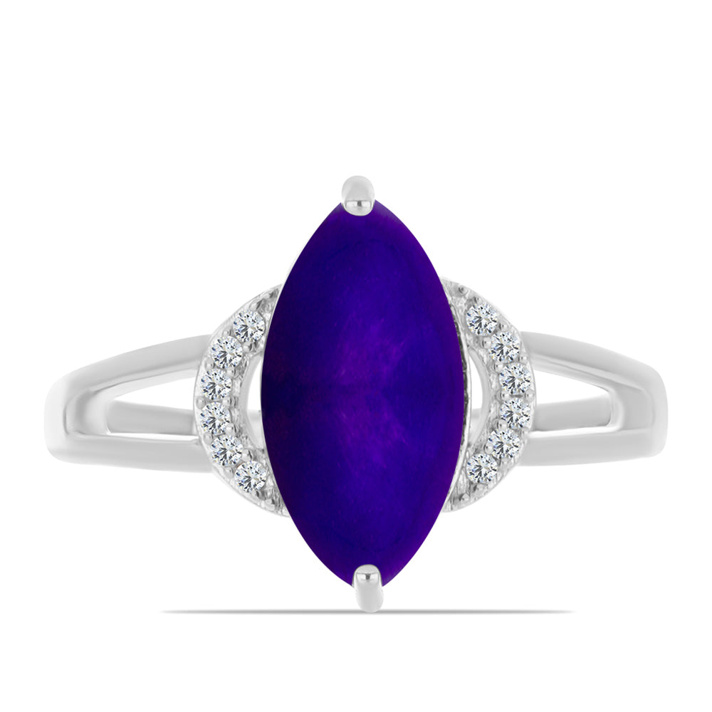 Inel din Argint 925 ( 2.47 grame ) cu Jad Violet și Topaz Alb 3.09 Carate