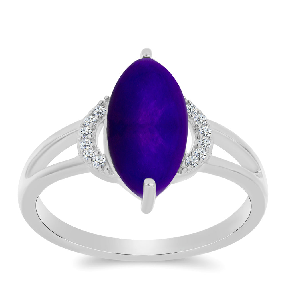 Inel din Argint 925 ( 2.47 grame ) cu Jad Violet și Topaz Alb 3.09 Carate 3 