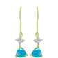 Cercei din Argint 925 Placat cu Aur ( 1.72 grame ) cu Opal Albastru Etiopian Paraiba și Topaz Alb 1.15 Carate